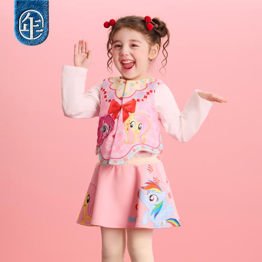 小马宝莉联名年衣童装中式马甲冬季新品女童唐装小马宝莉新年马甲 商品图1
