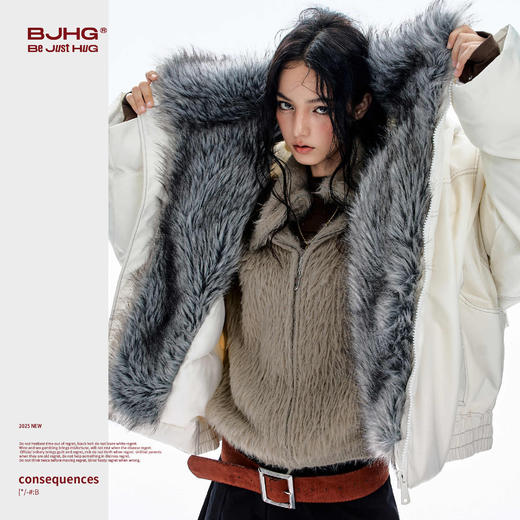 BJHG不计后果座山雕棉服外套男款冬季潮牌翻领大毛领防寒服棉袄女 商品图3