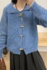 LNNNS 蓝色休闲牛角扣针织毛衫外套 21546 商品缩略图0