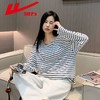 回力条纹t恤女2025春季新款气质长袖上衣宽松显瘦休闲内搭打底衫 商品缩略图4