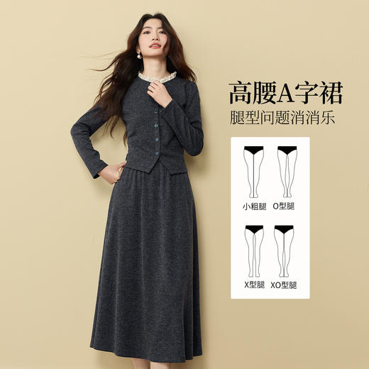 【11/19新品】熙世界格雷miu系穿搭针织套装一整套女秋冬毛织开衫半身裙两件套 商品图2