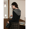 鹿向南「复古画册」黑色假两件长袖毛衣女秋冬新款学院风气质上衣 商品缩略图3