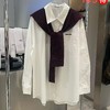 NC翻领配披肩长袖衬衫50627（白）秋季153011530321 商品缩略图0