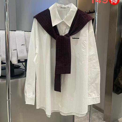 NC翻领配披肩长袖衬衫50627（白）秋季153011530321 商品图0