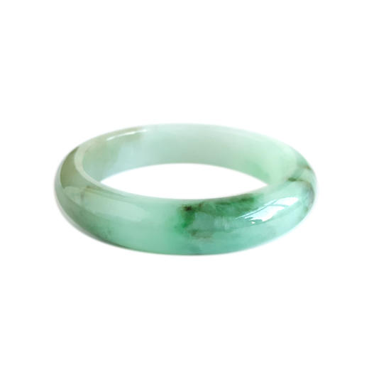 【天然正品】天然正桩细腻飘绿飘黄（福、寿）糯种55号翡翠手镯301025AH81 商品图0