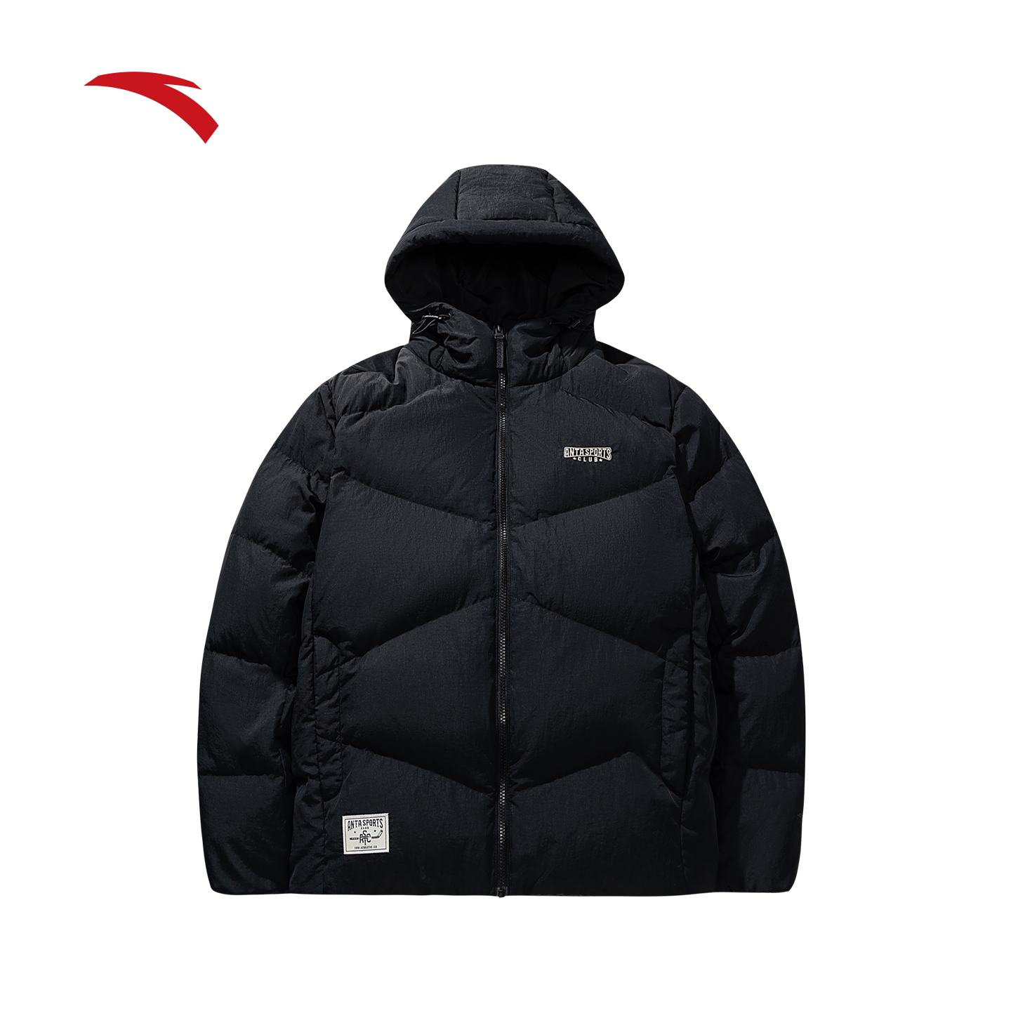 安踏男外套2025冬季新款连帽时尚宽松保暖运动羽绒服152548919N