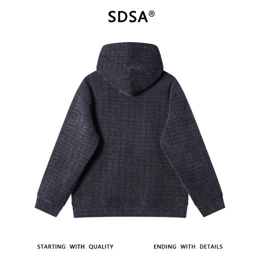 SDSA男士秋冬新款痞帅男装休闲简约提花抽绳连帽卫衣舒适套头上衣 商品图4