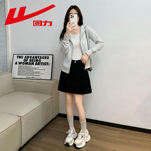 回力外套女春秋款穿搭2025新款开衫卫衣女装瑜伽修身连帽运动上衣 商品图6