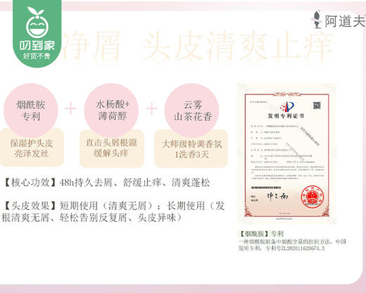 阿道夫山茶花香氛洗发水（去屑止痒）/1瓶（508g）限用日期：29年1月补单专用 商品图4