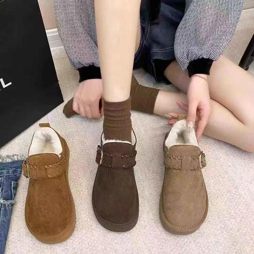 【HF】无忧购冬季复古厚底勃肯鞋女一脚蹬加绒鞋Y-7-1（截单后3-5天发货） 商品图4