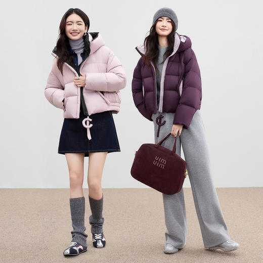 【内购】【90%白鸭绒】通勤撞色设计立领连帽宽松保暖不臃肿面包服羽绒服-W54YC2879 商品图2