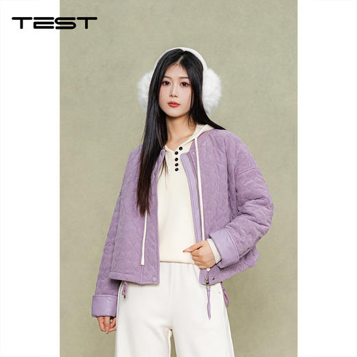 冬上新菱格纹设计感甜美风保暖夹克外套2254161 商品图0