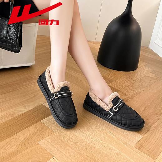 回力女鞋棉鞋秋冬新款居家外出加绒加厚毛毛鞋时尚百搭豆豆鞋子女 商品图6