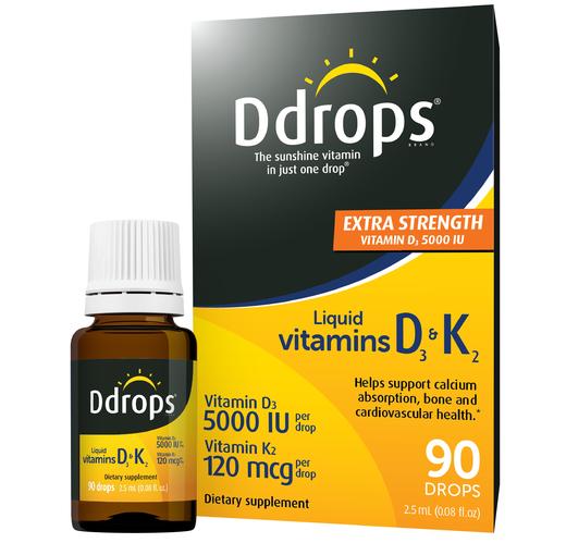 【含邮含税】Ddrops成人维生素d3-5000IU+维生素k2滴剂 2.5ml/瓶 商品图0