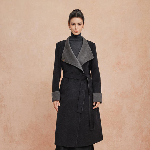 QH917斯尔丽25新款双面双色修长显瘦气质长款羊毛大衣 商品图5