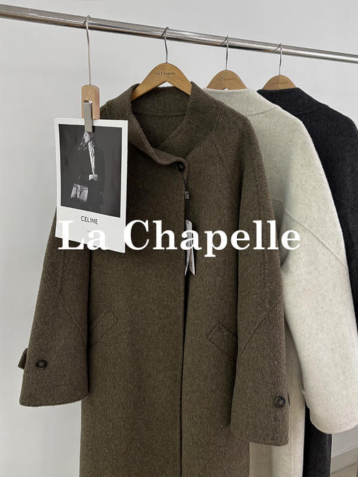 会员福利【官网2k+高端质感】拉夏贝尔/La Chapelle立领廓形绵羊毛大衣~松弛氛围感气质长款外套 商品图8