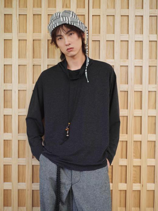 共和GongheRepub/GH24037/「黑胡椒」高领花纱宽松长袖T恤 商品图0