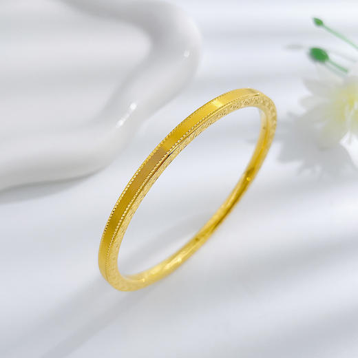 【限时克减150元】足金 #碎碎冰  无氰5D空心固口手镯双侧边CNC碎冰冰四方手镯（面宽约3.8-4.2mm）(AR5DSZ10005),(预售产品下单后不退款不退货不换货不补差价) 商品图0