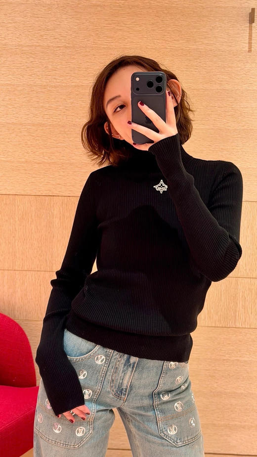 驴家 25秋冬新款 徽标刺绣黑色高领打底衫(TM) 商品图1