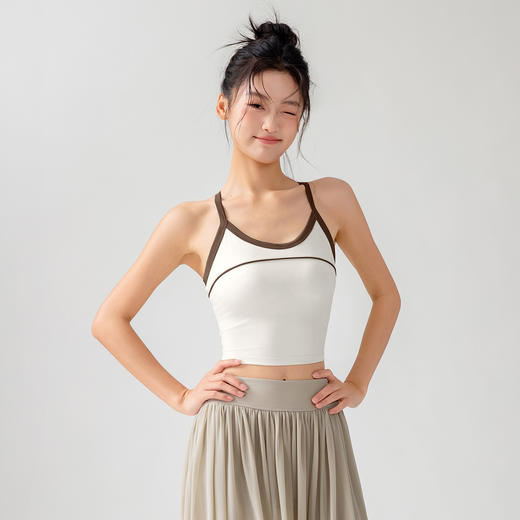 跃牌【瑜堂系列】新款撞色条运动背心固定胸垫工型美背防震聚拢运动瑜伽文胸JYMB071 商品图2