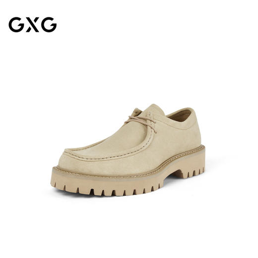 GXG通勤男鞋商务休闲正装皮鞋绒面增高系带皮鞋 商品图1