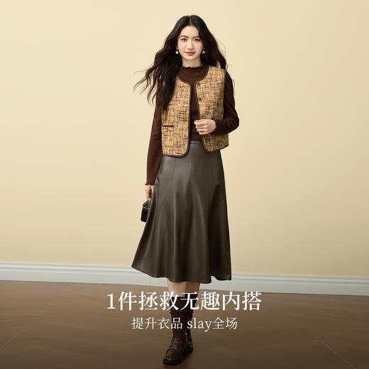 【11/19新品】熙世界巨好看的小香风马甲女秋冬设计感无袖坎肩背心外穿短款马夹 商品图1