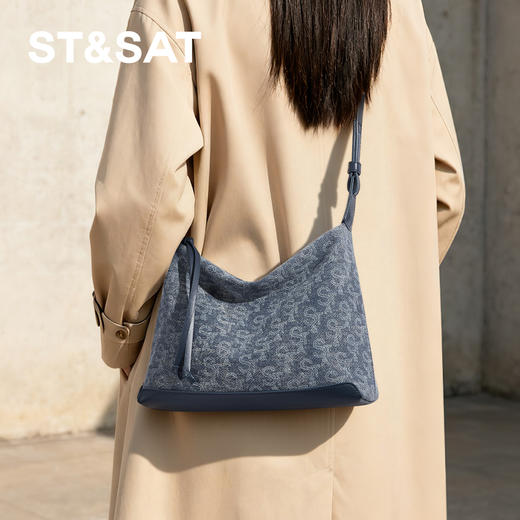 星期六复古牛仔大容量单肩包SSD521A0GY 商品图0