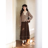 鹿鹿向南「与古为雅」复古风咖色半身裙女秋冬高腰垂感中长款A字裙 商品缩略图2