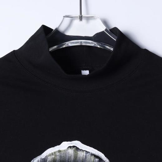 SDSA秋冬新款痞帅男装潮牌撞色手绘花朵印花半高领长袖T恤百搭 商品图1