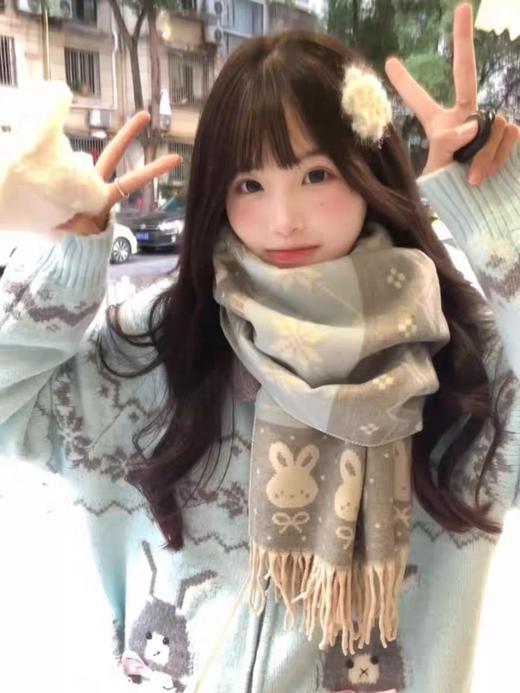 <曾小咸推荐> 费尔岛韩系小兔披肩围巾 日常价89/件 活动价59！！【预售款，预计3-15天发货】 商品图3