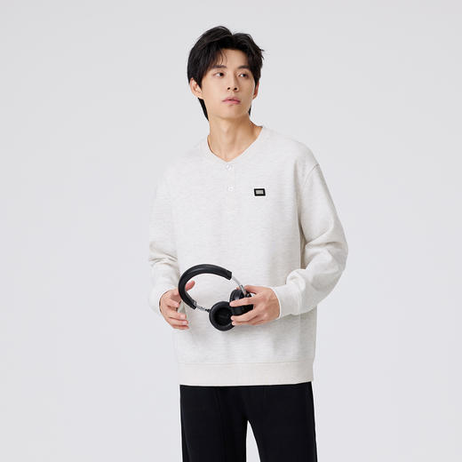 两粒扣半开襟男士卫衣25秋款舒适简约日常通勤校园青少年打底衫K&C 商品图1