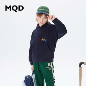 【MQD】童装男大童冬基础百搭加绒学院风连帽卫衣