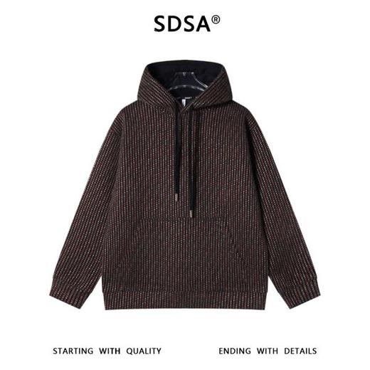 WY1381SDSA男士秋冬新款痞帅男装美式复古彩色竖纹抽绳连帽卫衣百搭时尚 商品图1