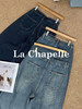 会员福利【高棉+莱赛尔！重磅质感】拉夏贝尔/La Chapelle高腰垂坠阔腿裤~宽松遮胯显瘦大码牛仔裤 商品缩略图4