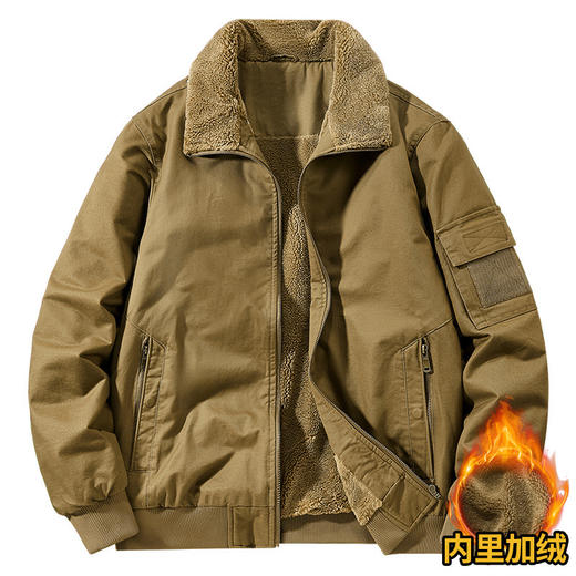 新款户外休闲立领外套冬季双面穿男士棉加绒加厚水洗工装夹克外套 商品图1