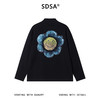 SDSA秋冬新款痞帅男装潮牌手绘花朵字母印花半高领长袖T恤百搭 商品缩略图4