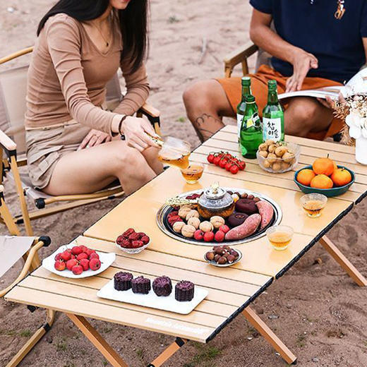 户外桌露营庭院烧烤野餐便携式蛋卷桌套装家用室内围炉煮茶折叠桌 商品图1