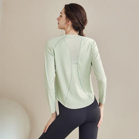 跃牌【瑜堂系列】宽松后背网纱运动长袖T恤训练跑步透气瑜伽健身服女JYWC024