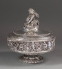 独角鹿西洋古董19世纪法国LEBRUN工坊出品古典天使奏乐主题镀银精雕双耳带盖餐盅 商品缩略图0