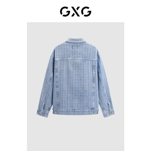 2024春季新款休闲翻领满身印花牛仔外套夹克外套男上衣 商品图1