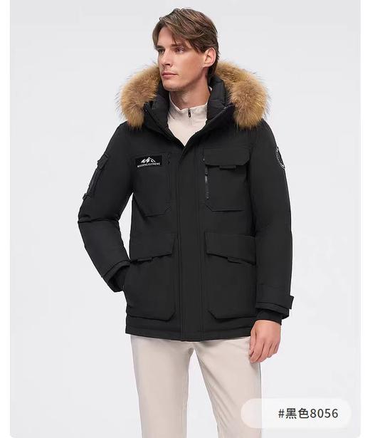 真貉子毛领白鹅绒男女同款工装防寒羽绒服 商品图13