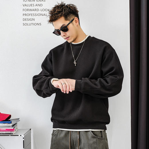 徐太浪【基础款 简约百搭】加绒卫衣男秋冬款休闲内搭打底衫上衣 商品图1