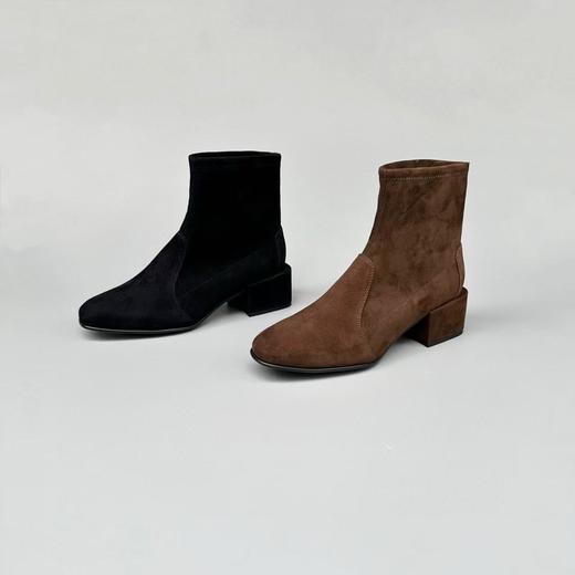 （跟高5cm）火桐hooton  万年经典“瘦瘦靴”粗方跟弹力袜靴短靴440H01 商品图2