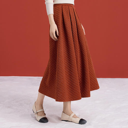 【11/19新品】熙世界新中式国风红色套装女2025秋冬复古提花外套肌理半裙两件套 商品图3