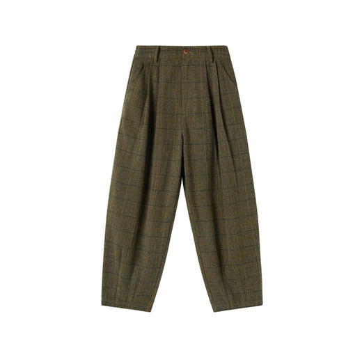 谜底萝卜裤九分裤2025年冬季新品复古格纹宽松休闲裤女254MK1642 商品图4