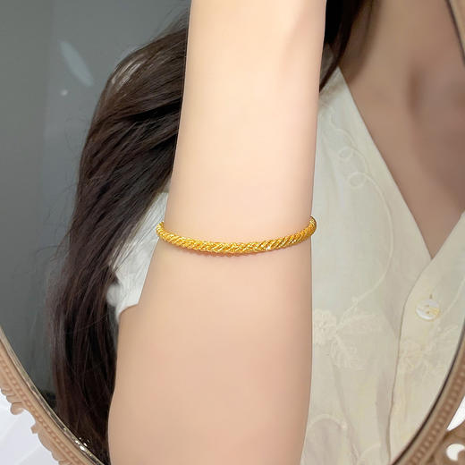 【限时克减150元】足金999 【足金999字印】5G黄金空心可调节麻花形手镯链镯（面宽约3.6-4mm）(5GSZ00129),(预售产品下单后不退款不退货不换货不补差价) 商品图2