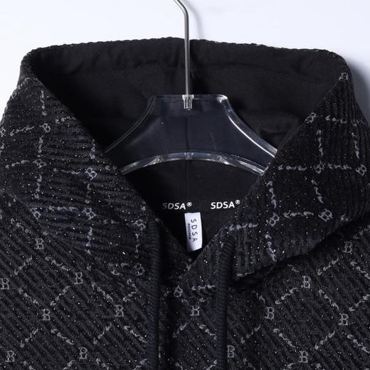 WY1357SDSA男士秋冬新款痞帅男装潮牌细闪撞色格子抽绳连帽卫衣百搭时尚 商品图2