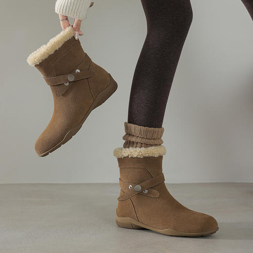 OLD 12751加绒复古切尔西雪地靴低跟加厚保暖短靴 商品图2