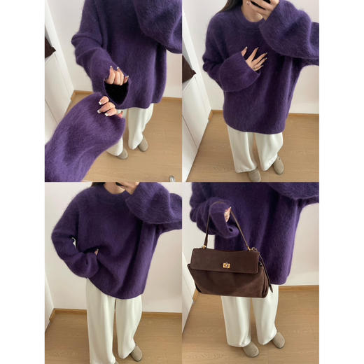 【黑加仑葡萄紫兔毛毛衣】定染纱线巨显白 不挑肤色 面料软糯亲肤 商品图4