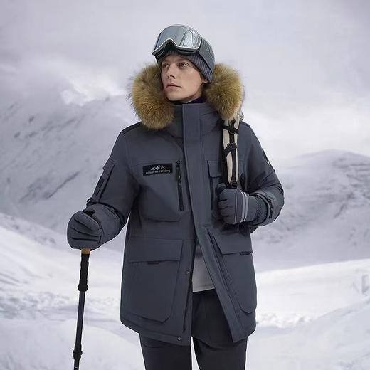 真貉子毛领白鹅绒男女同款工装防寒羽绒服 商品图4